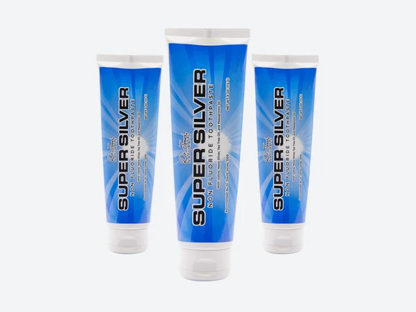 Three tubes of SuperSilver Fluoride Free Toothpaste