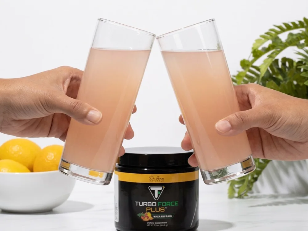 Two glasses of Turbo Force Plus touch over the tub