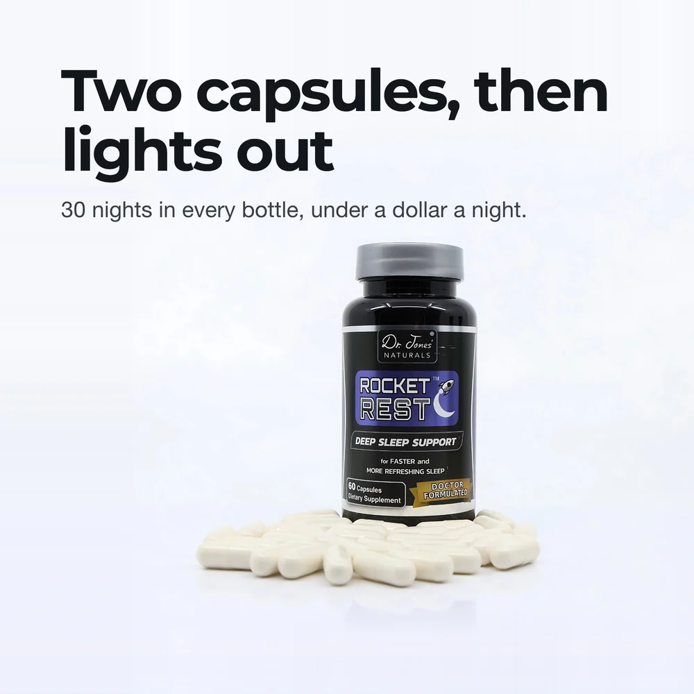 Two capsules, then lights out. 30 nights in every bottle, under a dollar a night